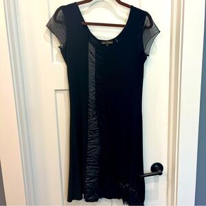 Jane & John Black Short Sleeve Dress Women’s Size Small Sheer Cap Sleeve Ruffle‎
